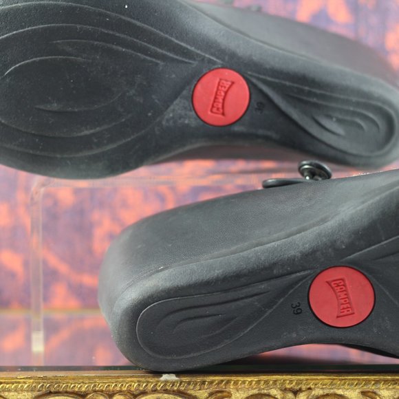 CAMPER Black Leather Mary Jane Wedges - Picture 9 of 16